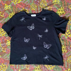 90s Embroidered Butterfly TShirt